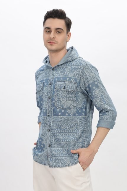 Agnira Denim Bandana Jacket Classic Hooded Shirt